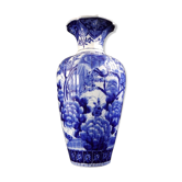 Ancien vase Japonais blanc bleu 54cm oiseau Japon XIX