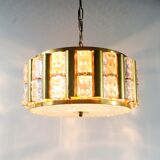 Mid-Century Scandinavian Glass & Brass Chandelier by Carl Fagerlund for Lyfa & Orrefors, 1960s