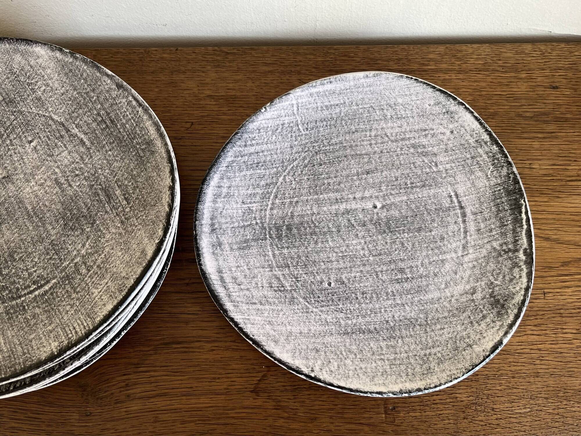 Set of 8 brutalist plates 1970 grey Niederviller Twilight