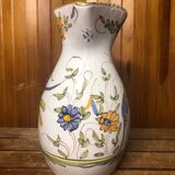 Old moustiers white ceramic pitcher vintage painted decor