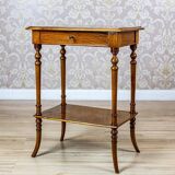 Antique Sewing Table with Inlaid Top, 1890s