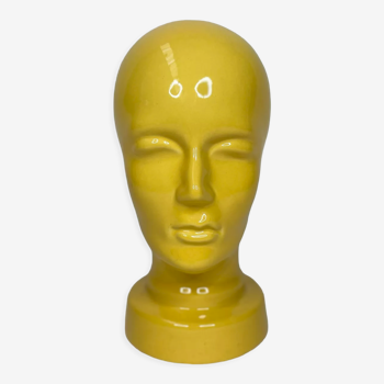 Statue visage en céramique émaillée