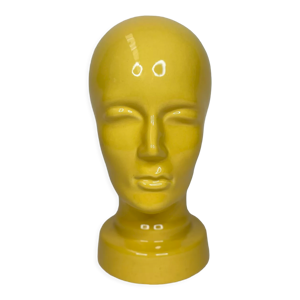 Statue visage en céramique émaillée
