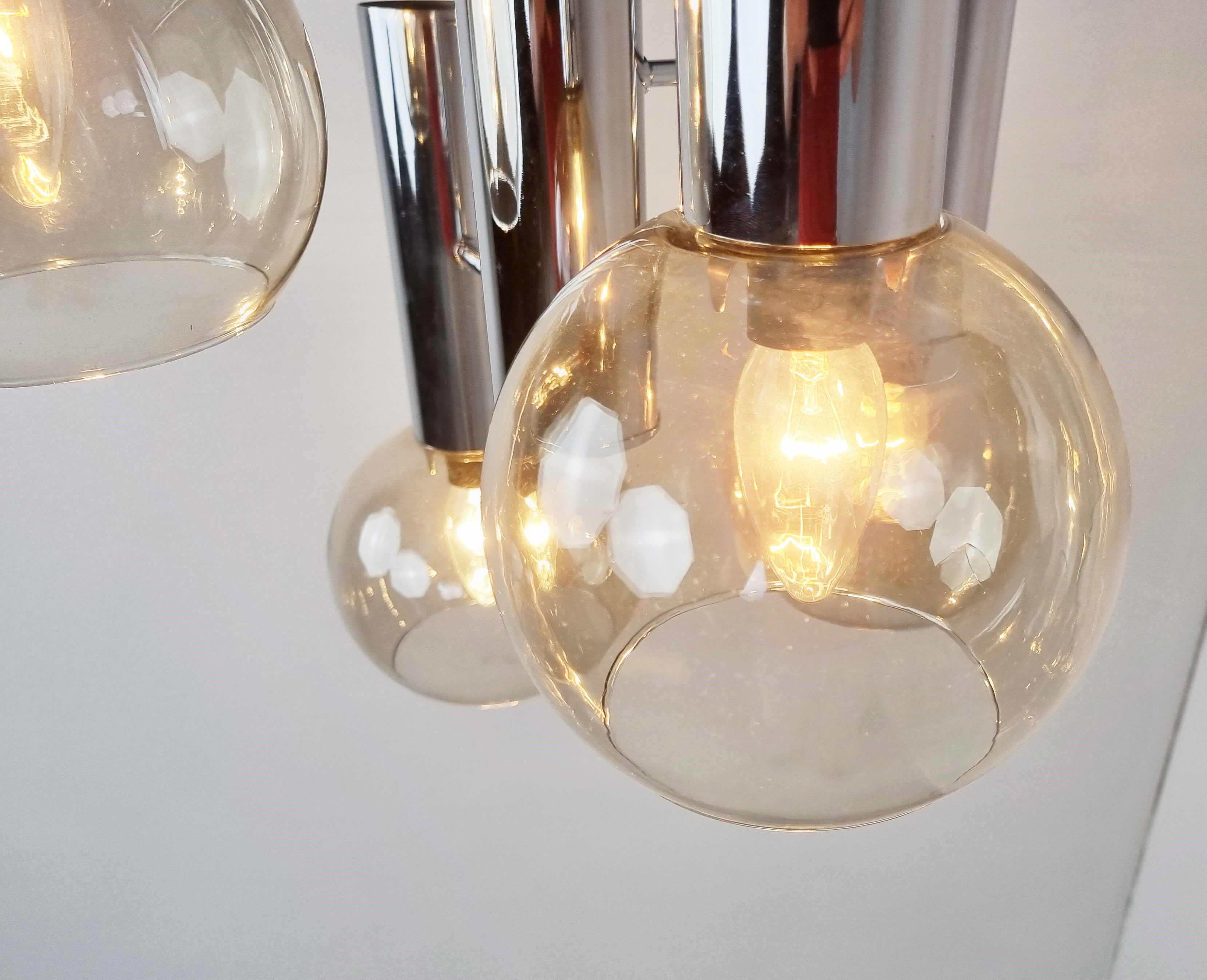 Vintage glass globe chandelier, 1970s