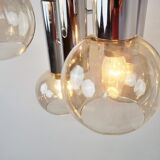 Vintage glass globe chandelier, 1970s