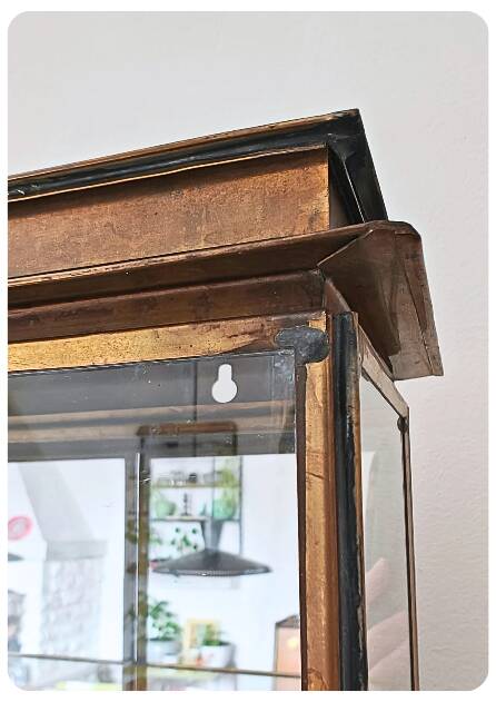 Vintage Mid Century Handmade Brass Wall Vitrine