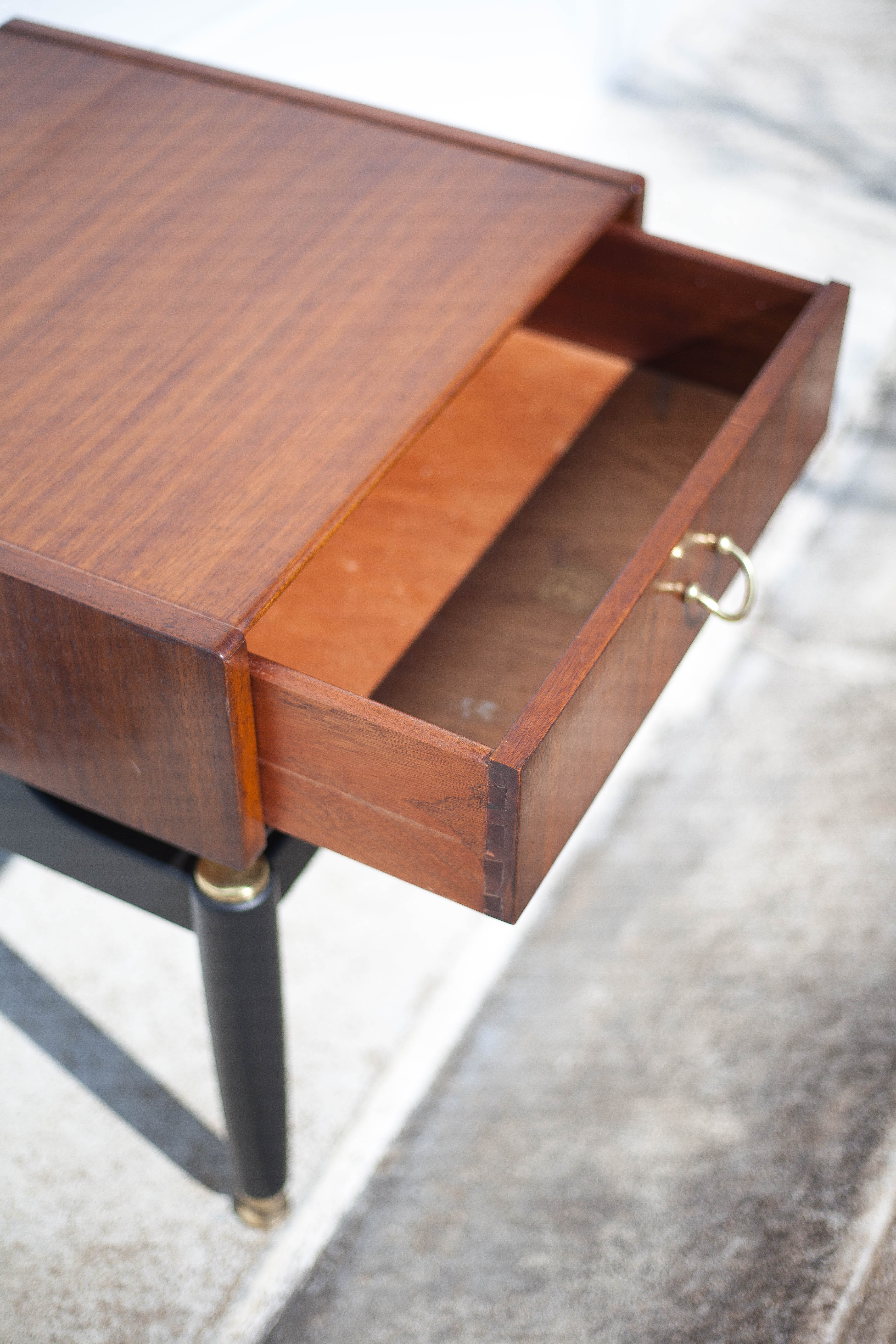 G-Plan bedside table in vintage wood and brass