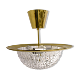 Brass and Crystal Ceiling Lamp from the 1960s by Tyringe for Orrefors, Sweden