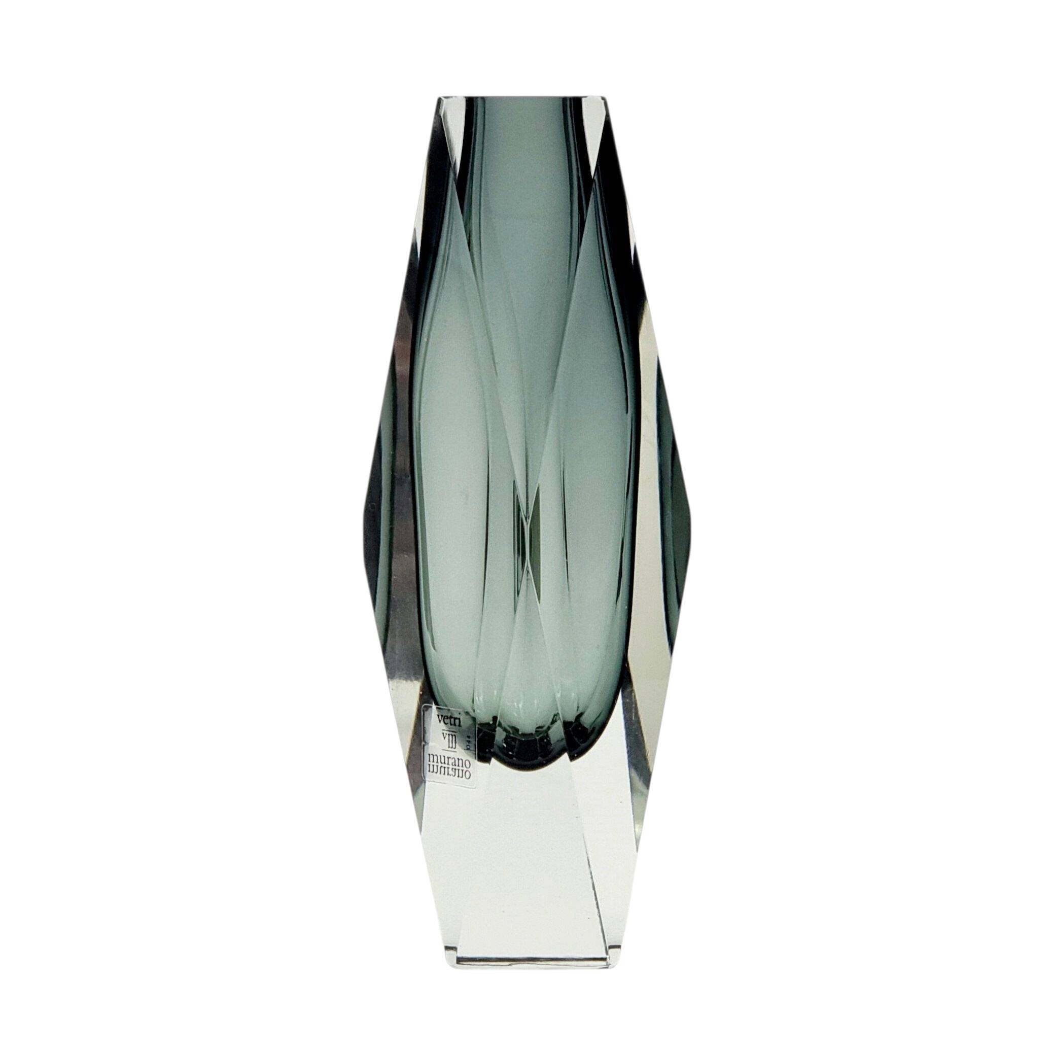 Labelled Sommerso Murano Glass Vase by F. Poli for A. Mandruzzato, Italy