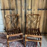 Pair of bamboo rattan chairs