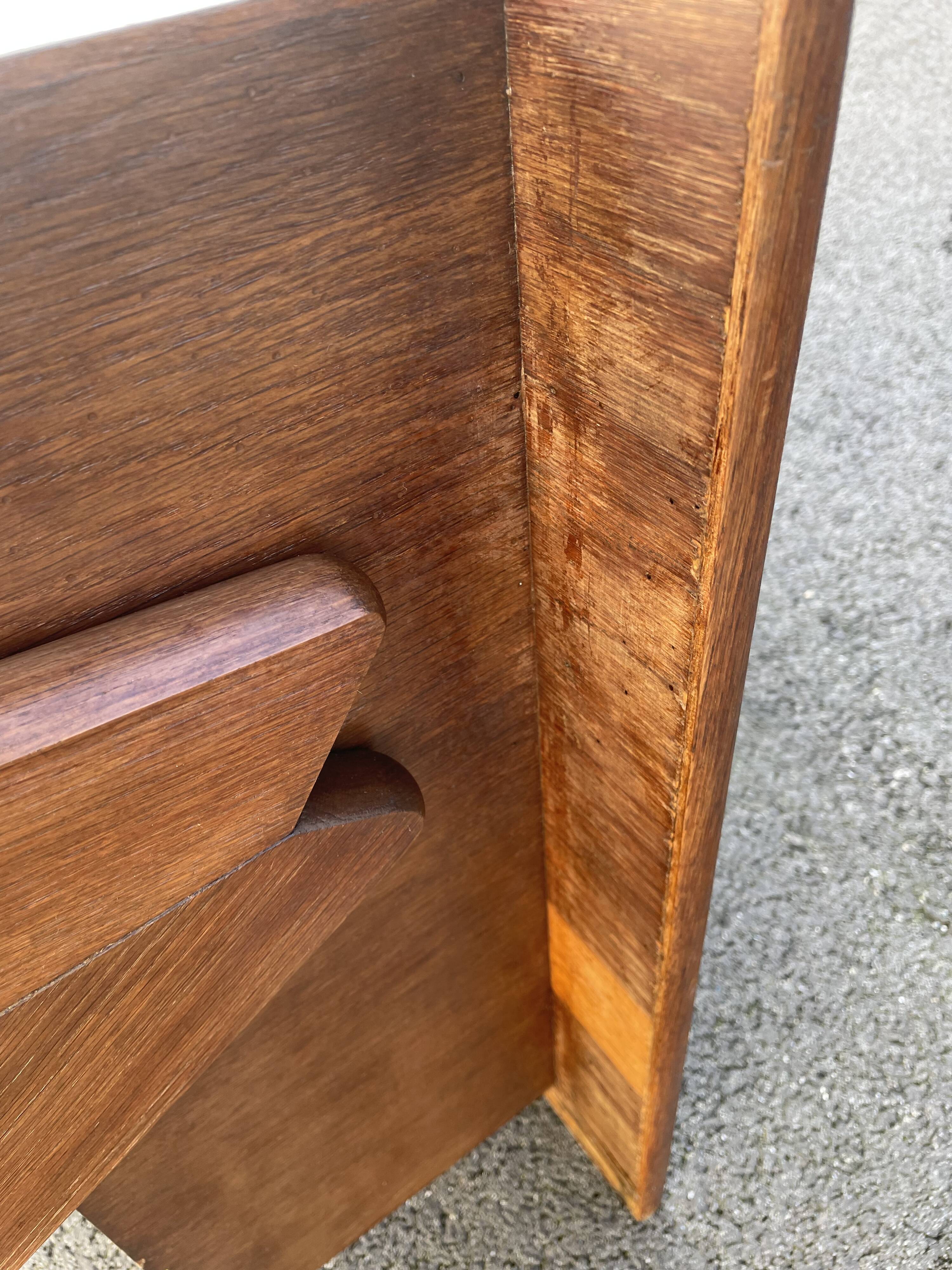 Modernist wooden desk with compass feet 1950