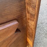 Modernist wooden desk with compass feet 1950