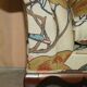 Antique banquette with cluster and ball feet, window seat in Mulberry Flying Ducks fabric.