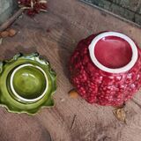 Vintage French set for jam, in the form of a strawberry