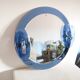 Miroir bleu cobalt, design italien, circa 1970