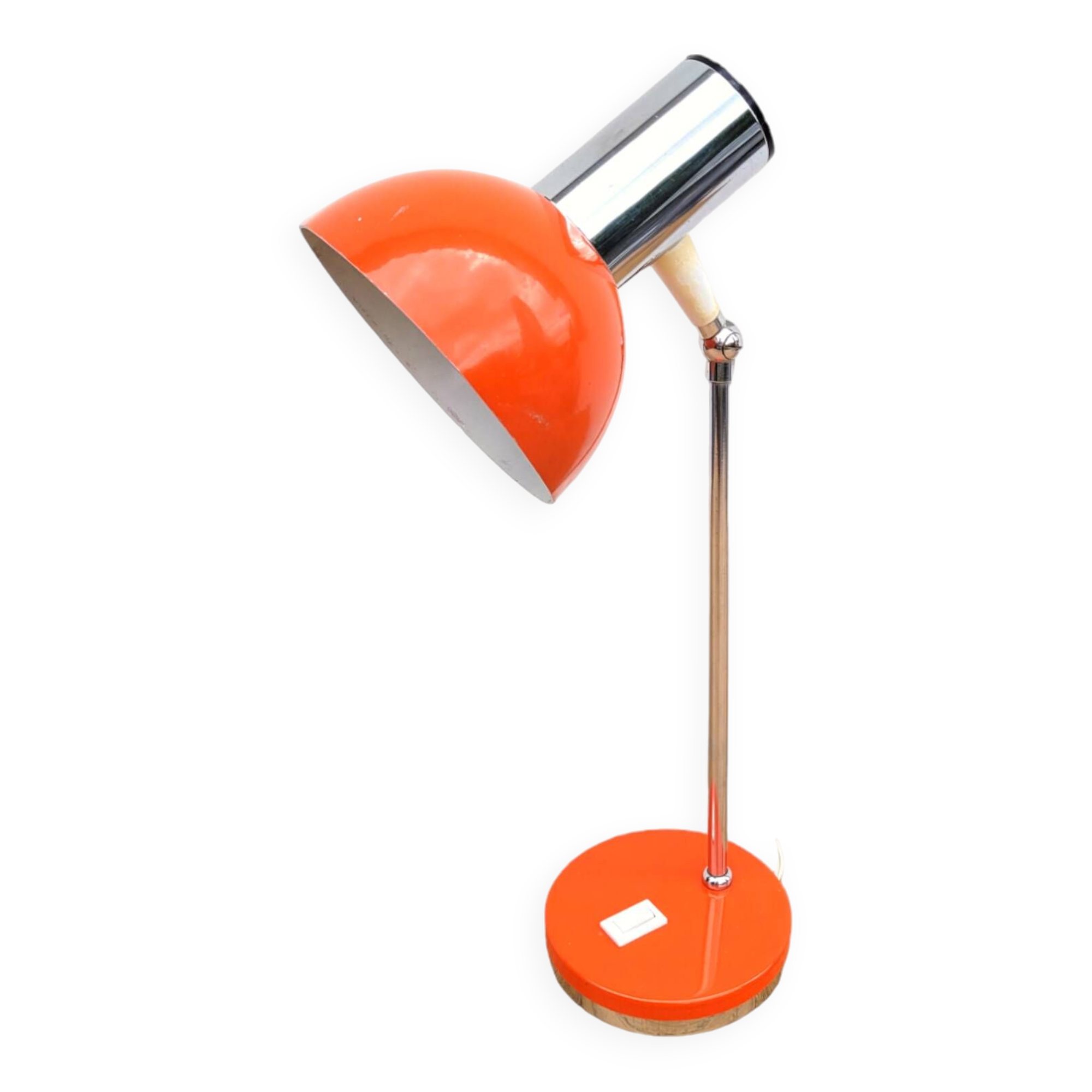 Lampe articulée orange et chrome 1970