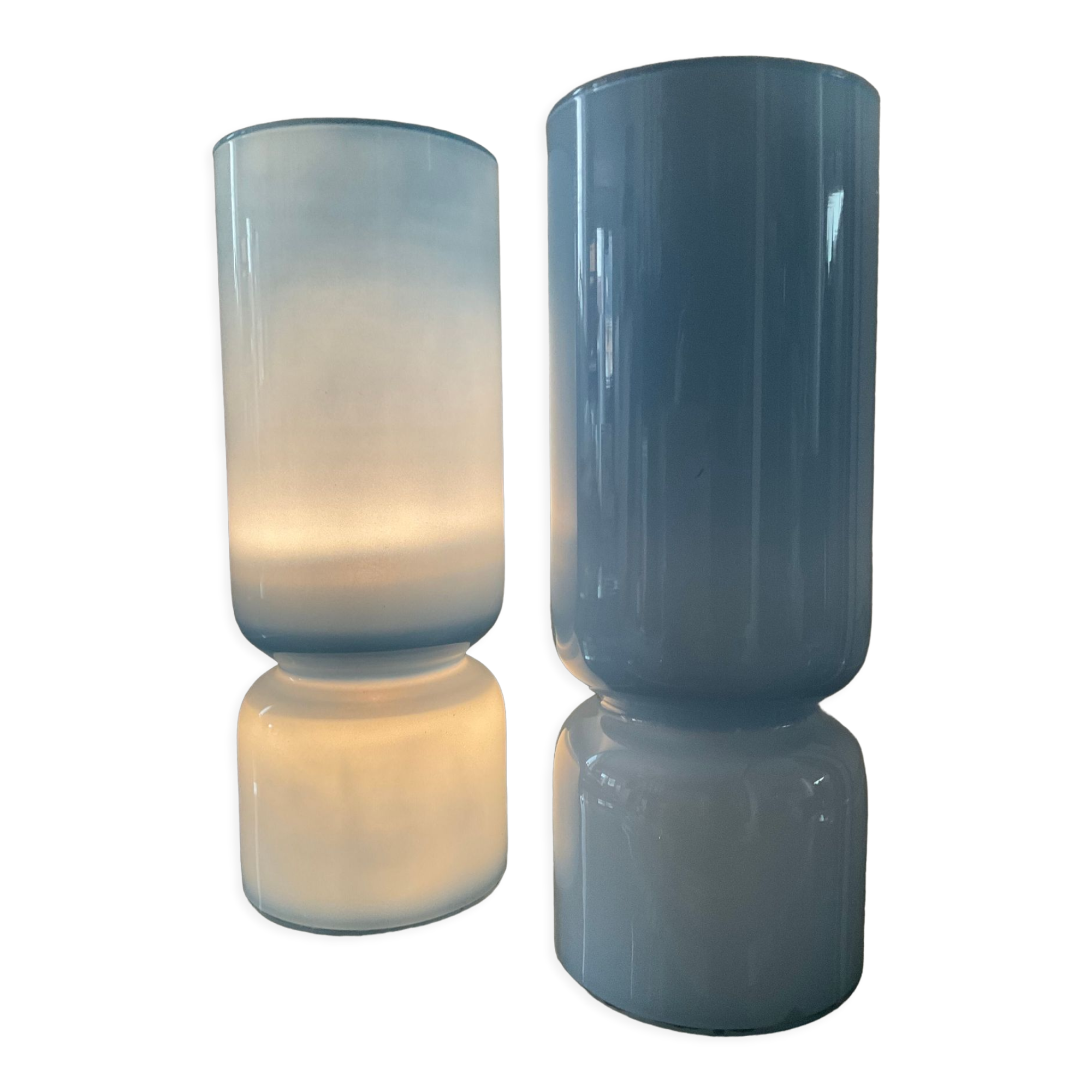 Pair of vintage lamps in blue glass