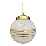 Vintage white Clichy glass globe pendant light