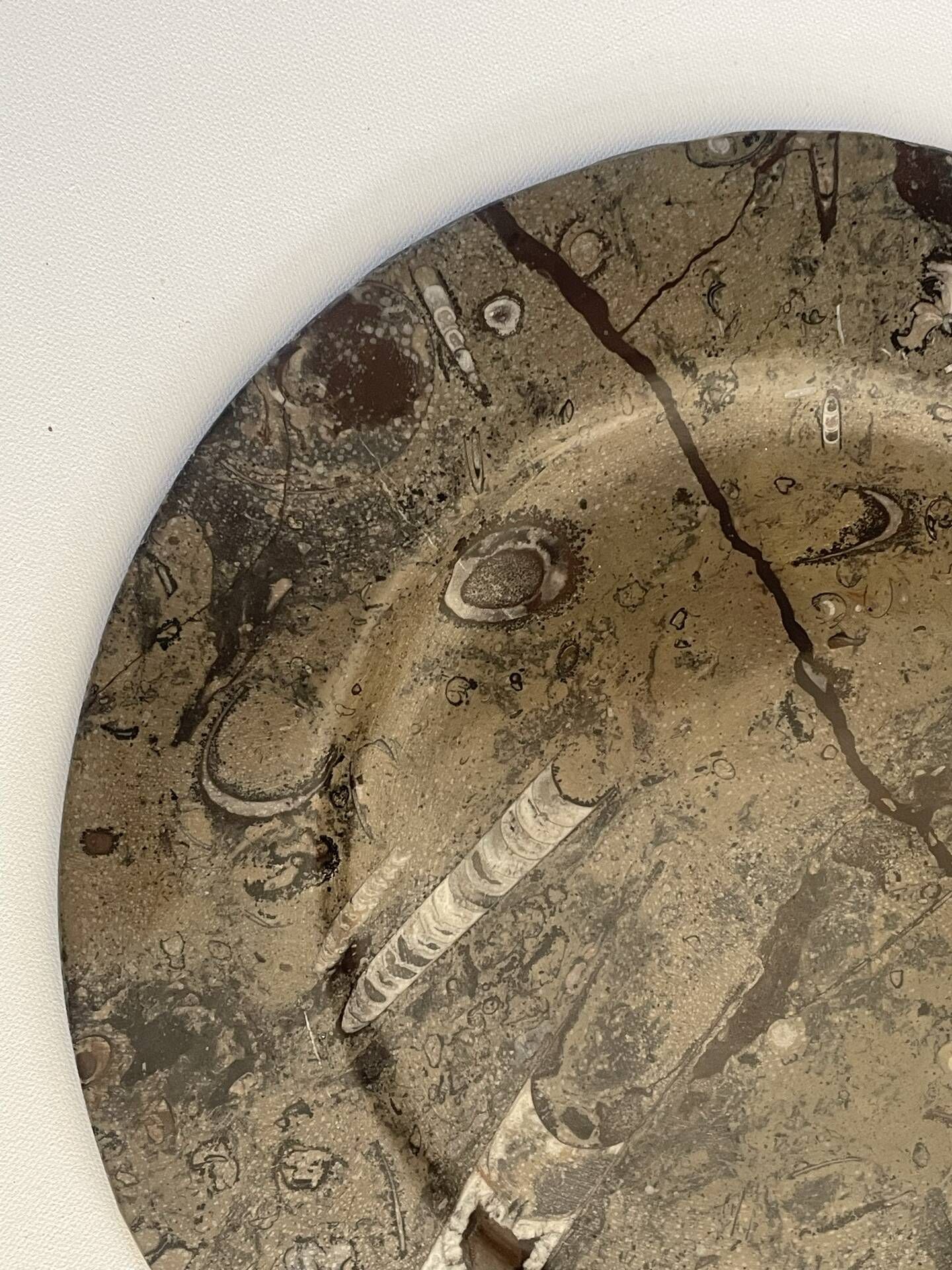 Round plate, fossil marble catch-all 35cm