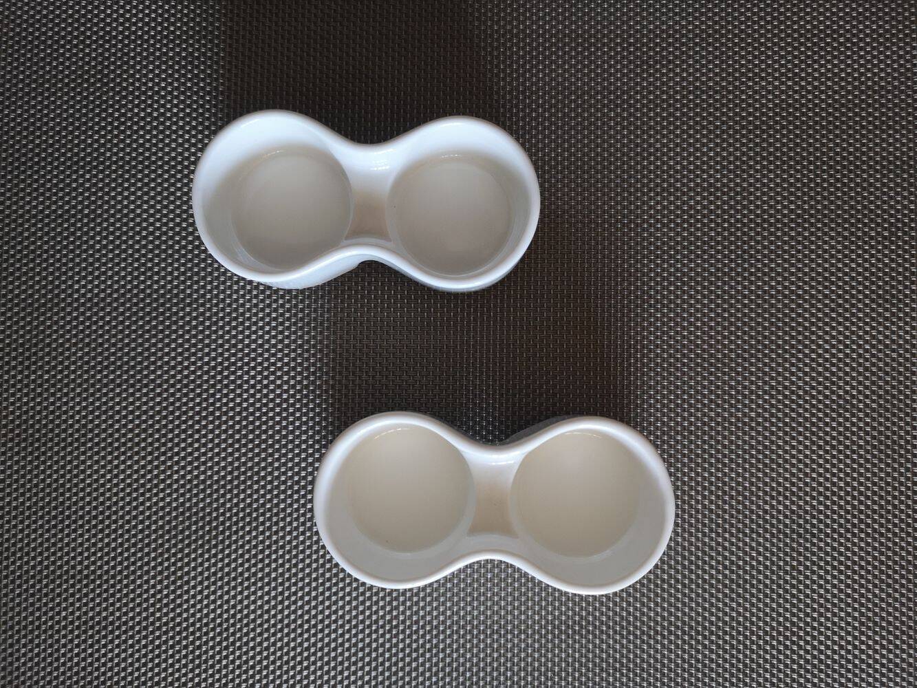 Duo of vintage double egg cups in ceramic 1970s 1980s