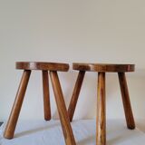 Pair of half-moon tripod stools