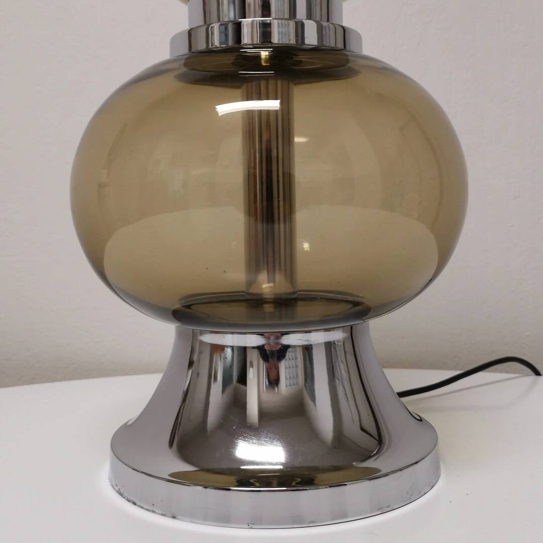 Smoked glass and chrome lamp, 1970
