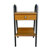 Table de chevet d'internat en bois et métal, années 60
