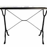 Oval marble and cast iron bistro table