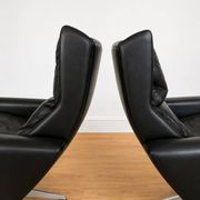 Vintage Danish Georg Thams matching black leather lounge chairs 1970s