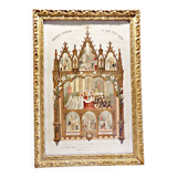RARE 1929 France - Old framed Communion Certificate - French religious article