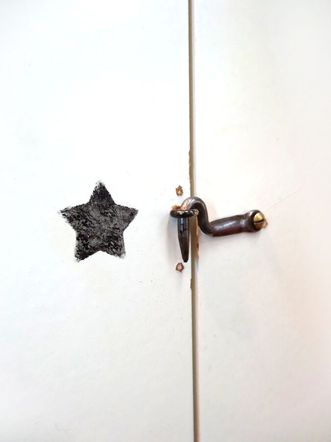 Mirror triptych vintage wood shutters articulated 3 folder 74x39cm