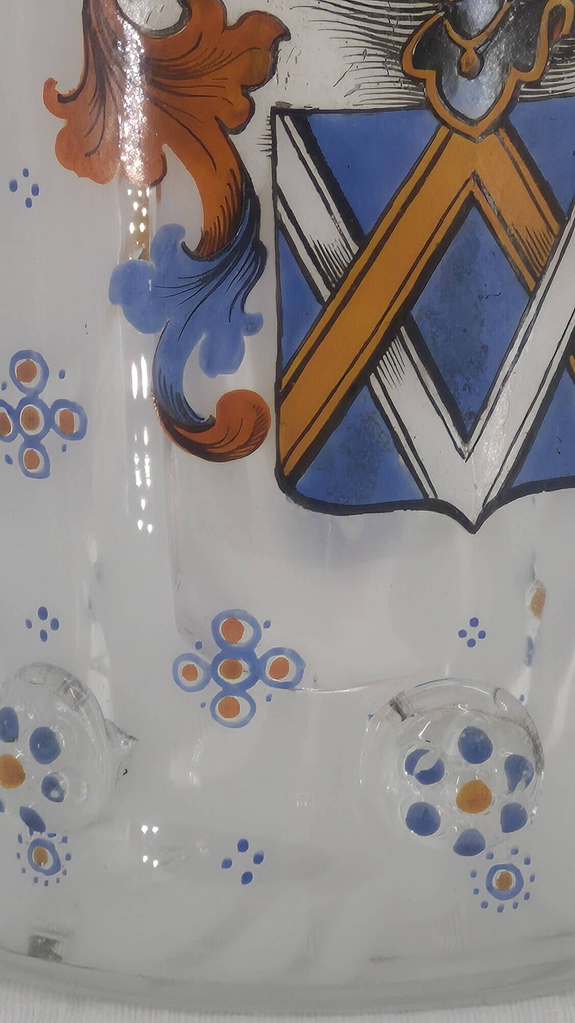 Small enamelled glass vase with armorial design in Historismus style from 19th century Bohemia.