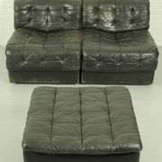 Salon modulaire De Sede DS-11 – cuir noir, design suisse des années 1970