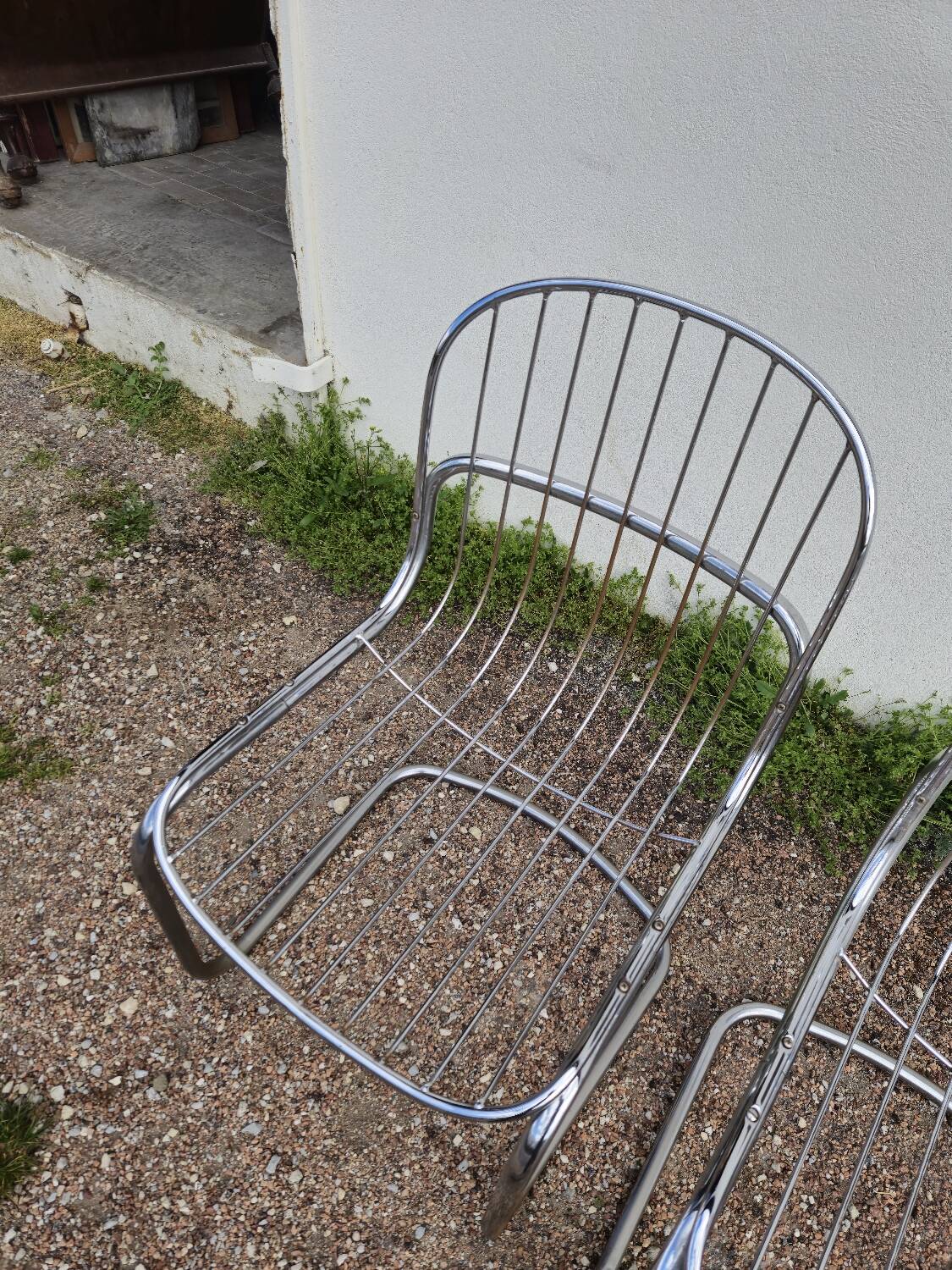 Set of 6 chrome metal design chairs from the 1970s.