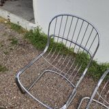 Set of 6 designer chairs in chromed metal from the 1970s