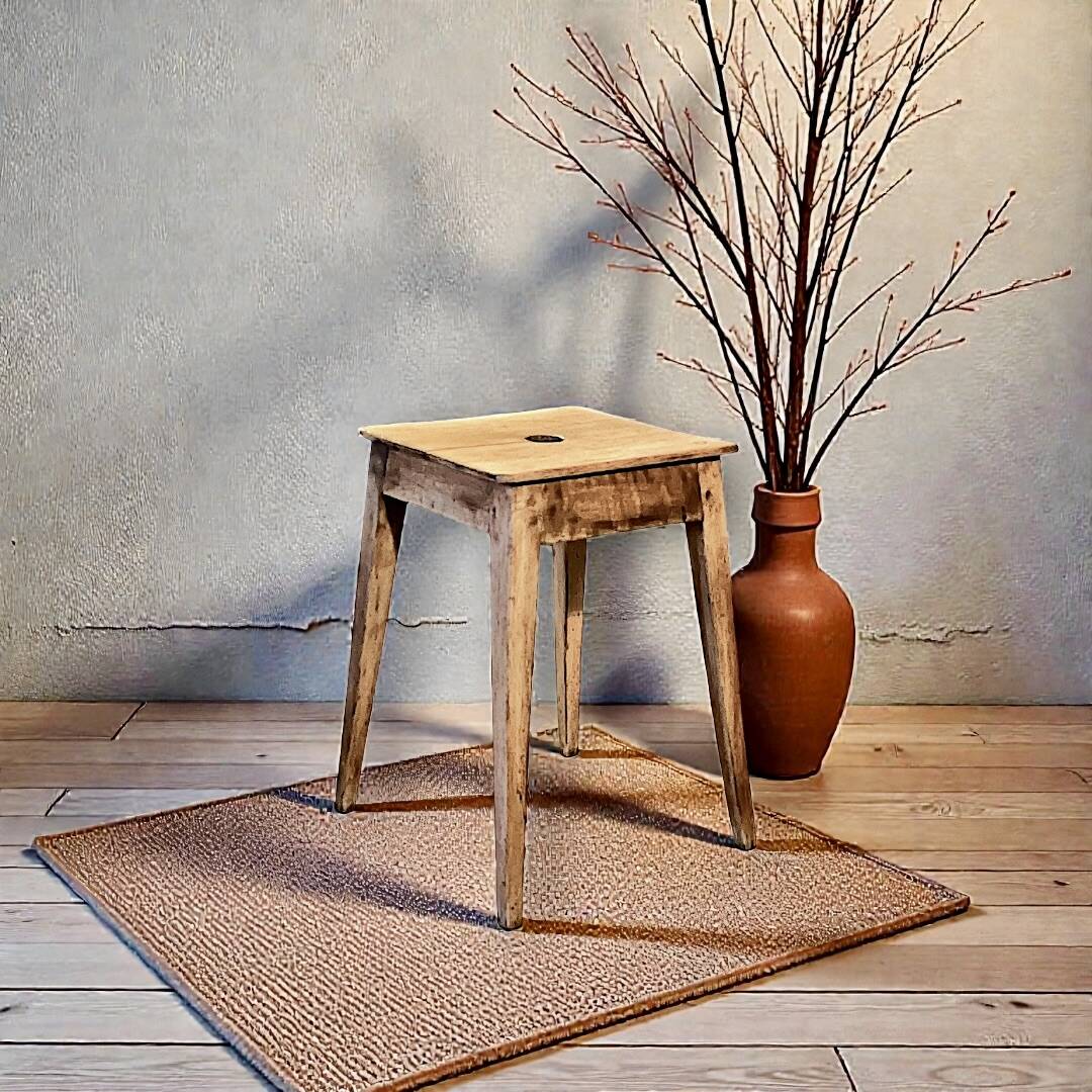 Old rustic wooden stool – handcrafted