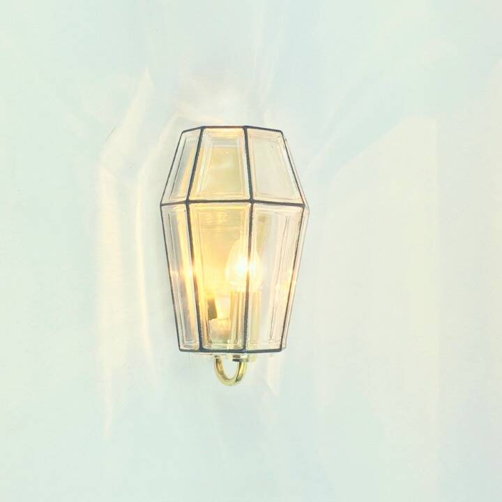 1 of 3 Mid-Century Glass & Brass Wall Lamps from Limburg, Germany, 1960s
