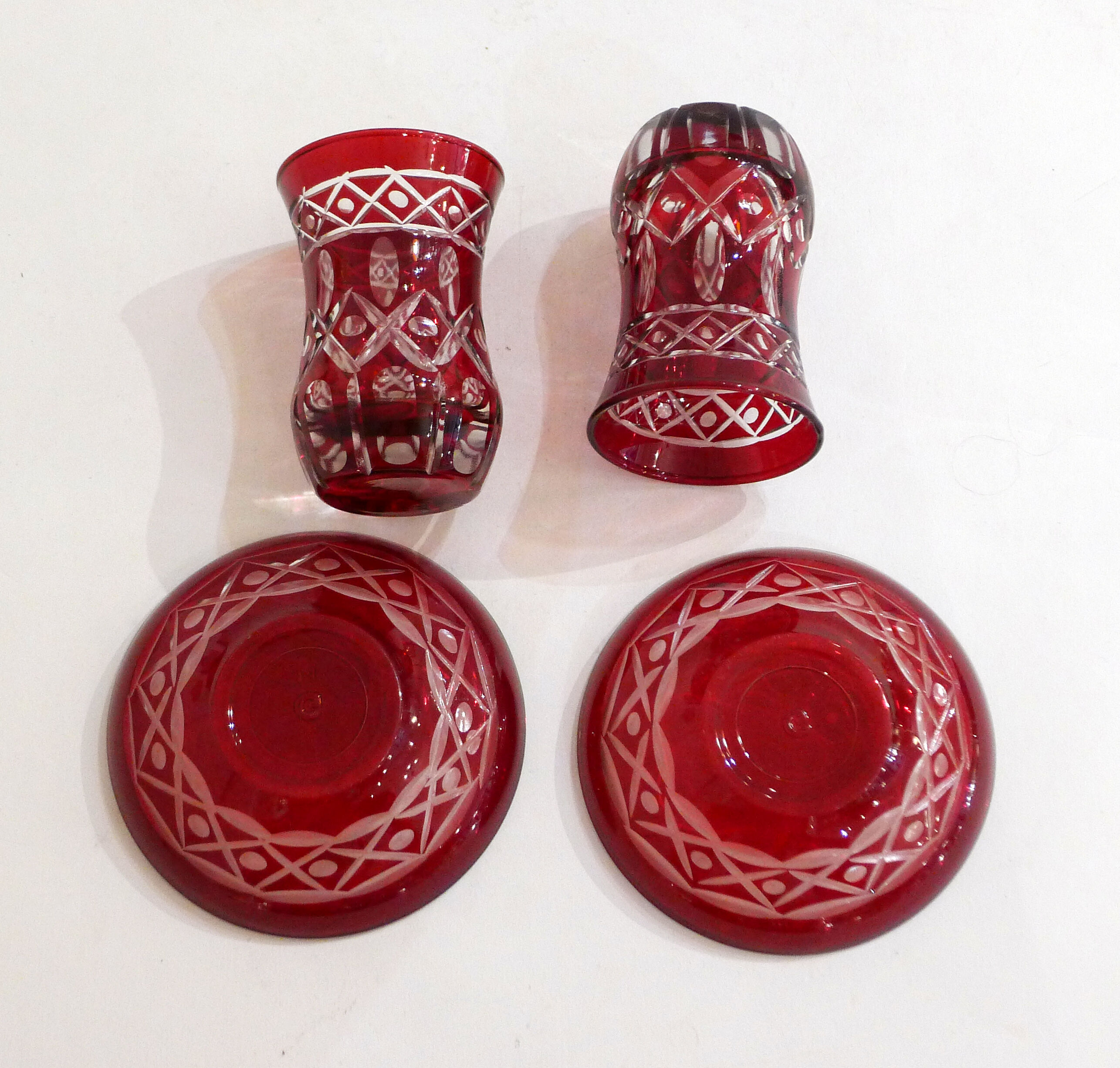 Pair of cut tea glasses