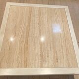 Table basse bois et travertin