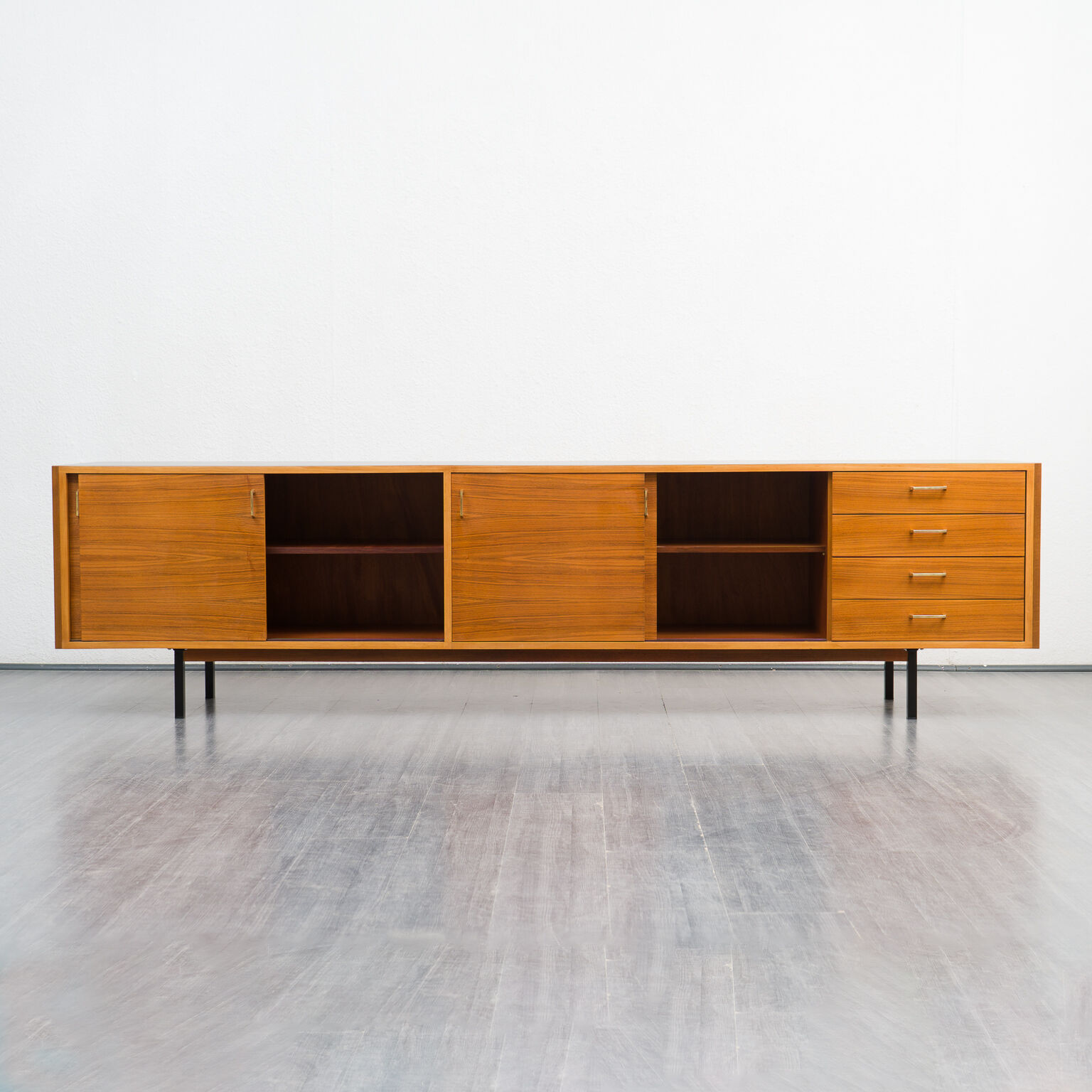 Sideboard 60s, walnut, restored, 272cm