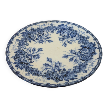 Assiette ancienne bleu cobalt L.M. & Cie – décor floral