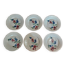 Série de six assiettes plates Digoin Sarreguemines décor Aigueperse début XXème