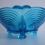 Rare Art Deco Glass Josef Inwald With Fish Feet Bowl-Gorgeous Rich Blue