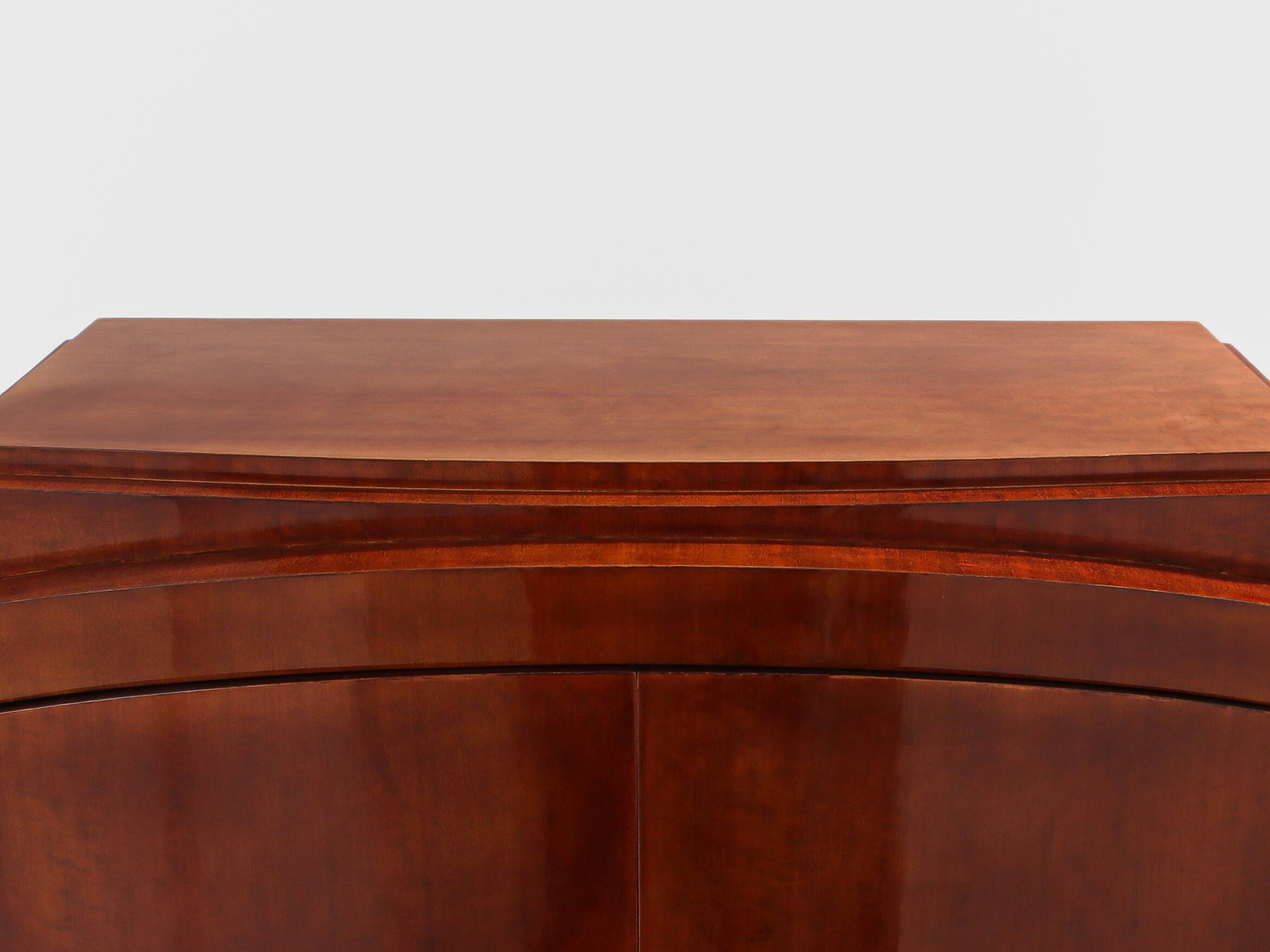 Jules Leleu cabinet in flame mahogany and nickel metal 1930