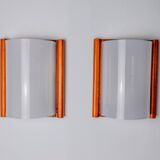 Pair of pine and methacrylate wall lights, spain 1980