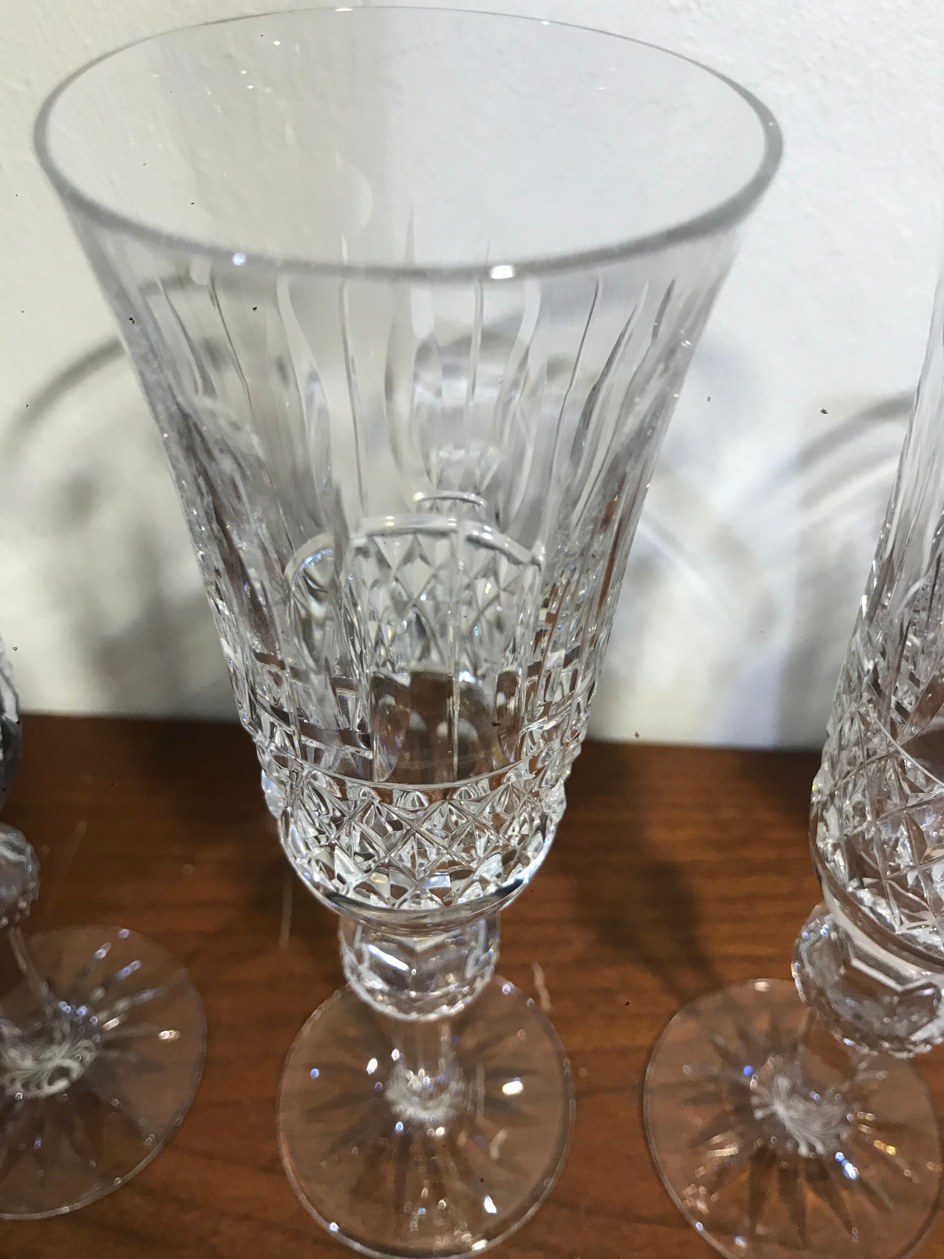 Set de 4 flûtes à champagne cristal de Lorraine style Saint Louis