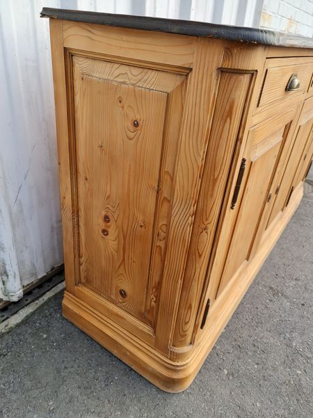 Raw pine sideboard with black patina top