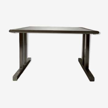 table d'appoint en métal chromé et miroir, design 1970