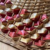 Red rattan and raffia lampshade