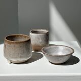 Meeting of three ceramic pieces: ice cup, small cup and small cup